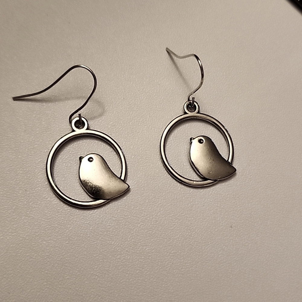 Bird Earrings Double side charm Zinc Alloy EB